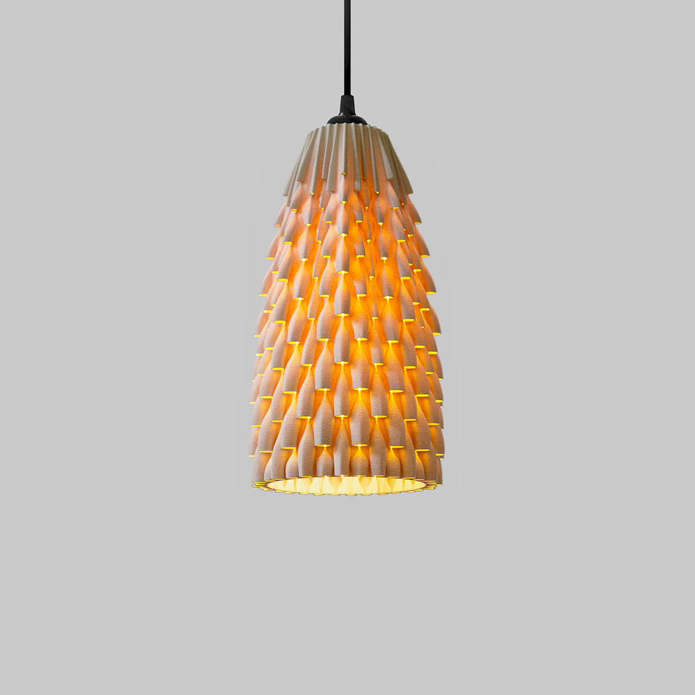 
                  
                    3d Printed Lampshade Armadillo Ebony size Small, light turned on. Made from composite material: birch wood fibers and PLA, a renewable compound made of corn
                  
                