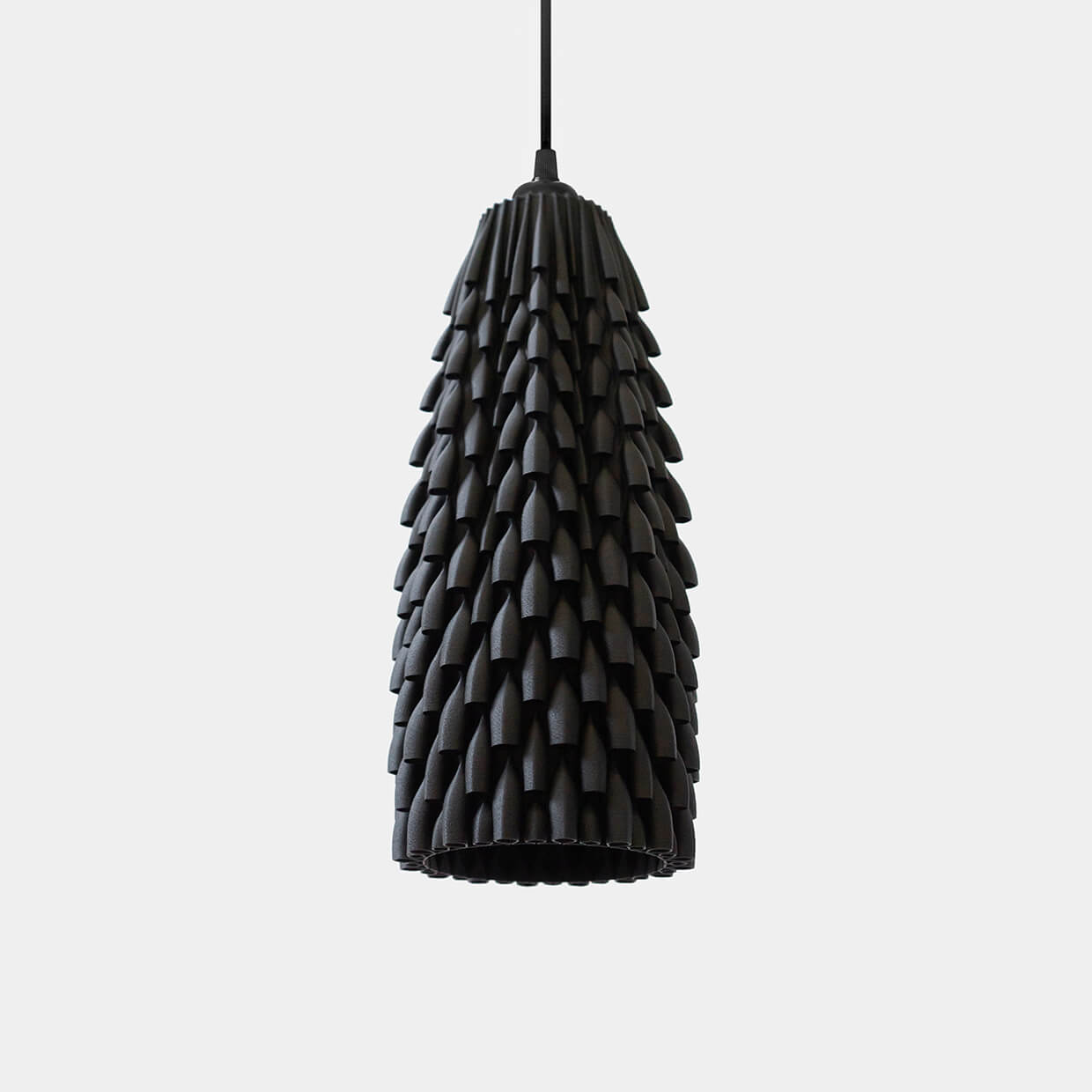 
                  
                    3d Printed Lampshade Armadillo Ebony size Medium, light turned off. Made from composite material: ebony wood fiber and PLA, a renewable compound made of corn
                  
                