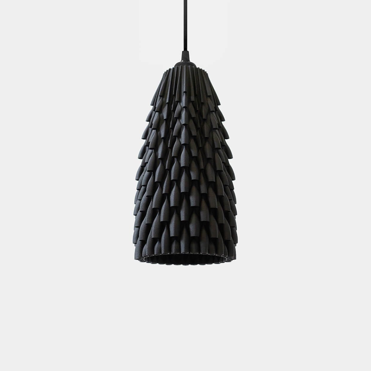 
                  
                    3d Printed Lampshade Armadillo Ebony size Small, light turned off. Made from composite material: ebony wood fiber and PLA, a renewable compound made of corn
                  
                