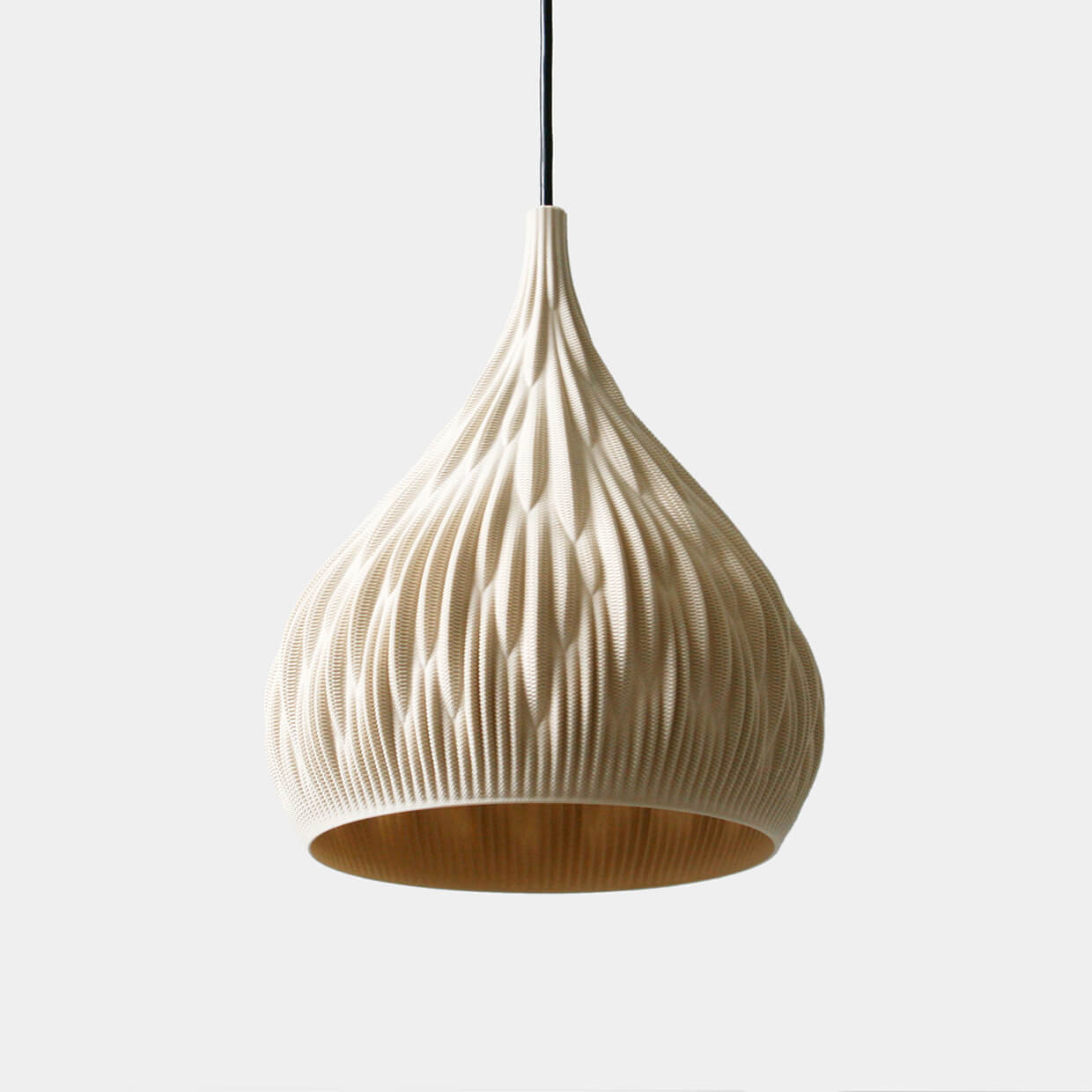 
                  
                    Flax 3D Printed Lamp Lights turned OFF. Made from biodegradable composite material with flax fibers
                  
                