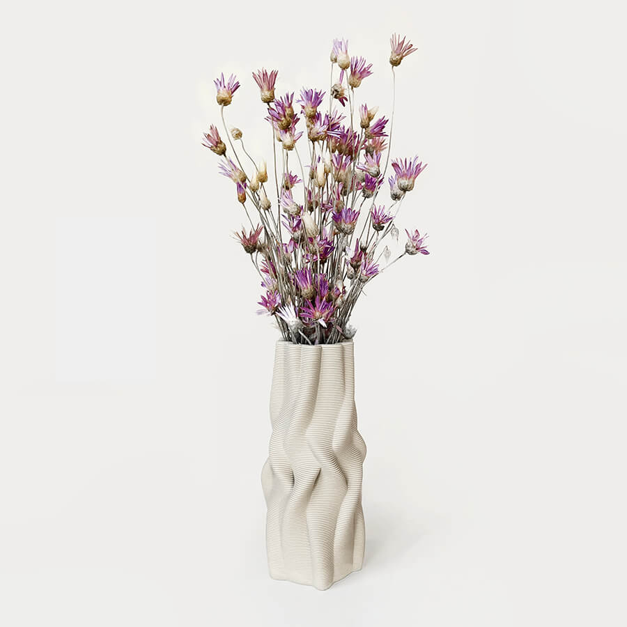 Modern Abstract 3D Print Ceramic Vases Unique Rippling Shape